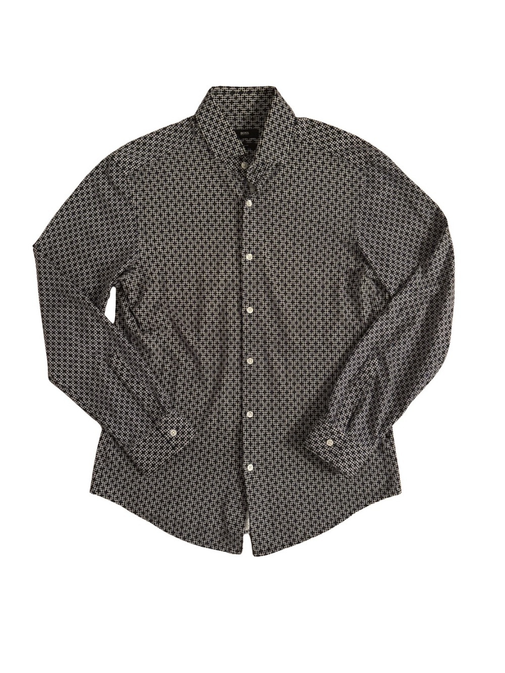 Hugo Boss Navy Interlock Stretch Button-Down Shirt